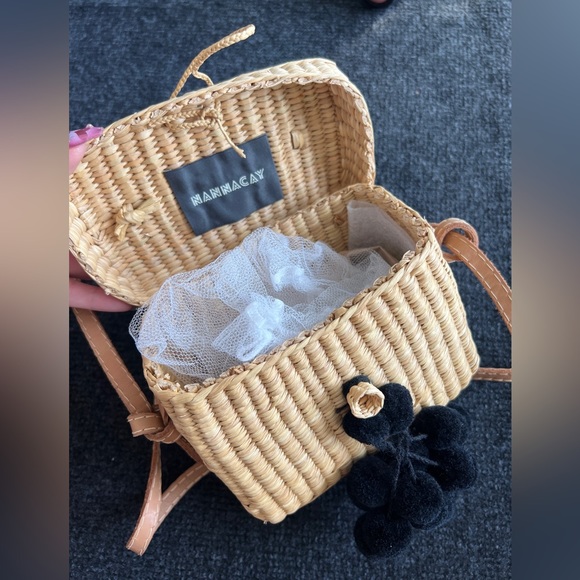 Nannacay baby roge pom pom straw bag - Picture 2 of 6